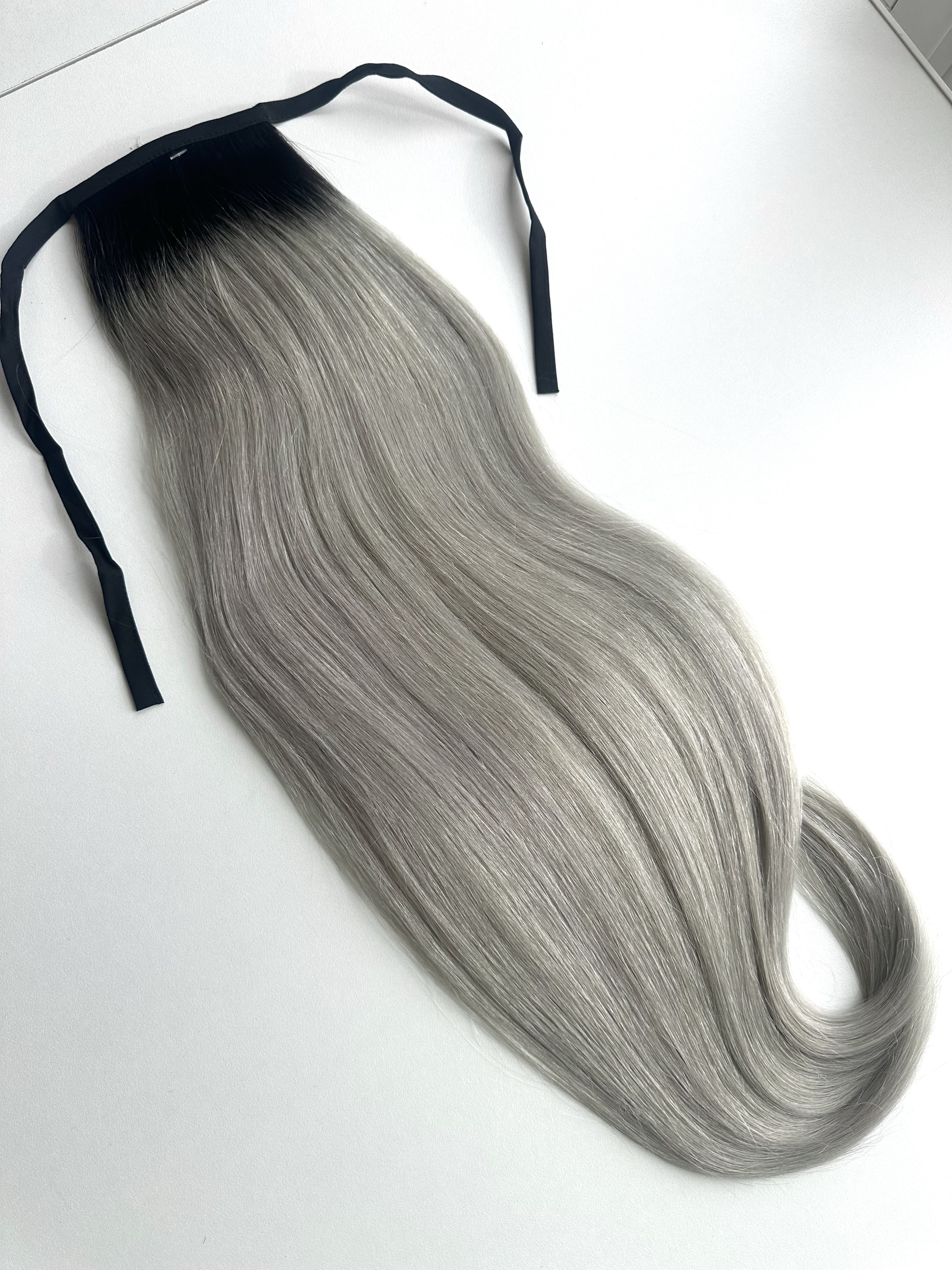 Coada de Par Oskar Ombre #1B/Light Grey - Extensii de par București